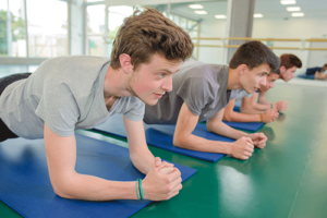 teen boys in yoga therapy