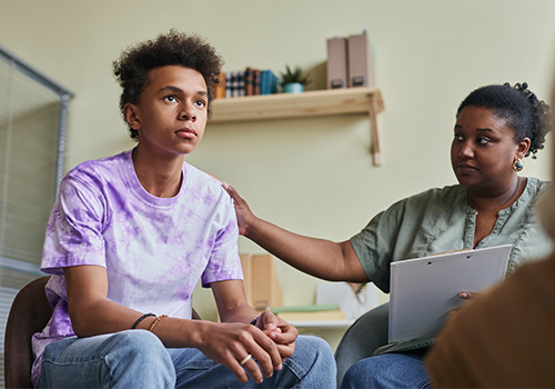 A teen in teen group therapy in North Carolina.
